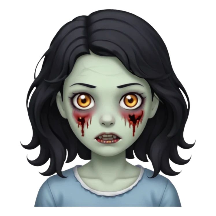 garota zumbi com cabelo preto ondulado sticker
