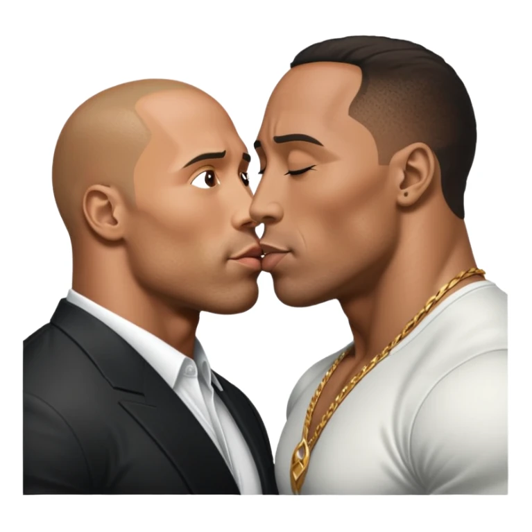 The rock Johnson kissing P Diddy sticker