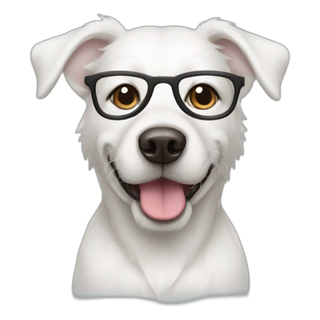 White dog wear glasses sticker