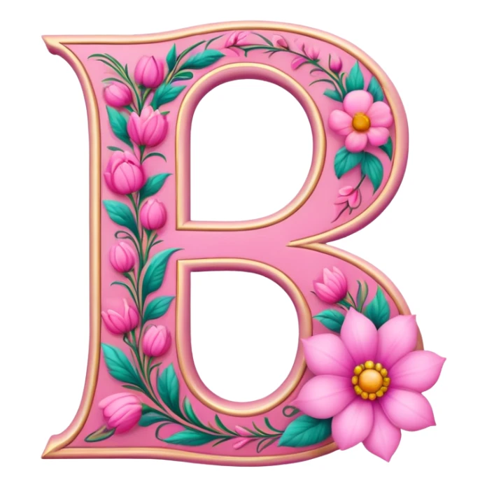 Pink, romantic, flowery, the letter “D” sticker