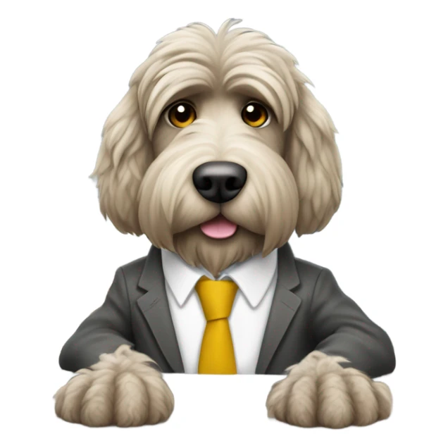 Spinone fluffy dog who works at an office building sticker
