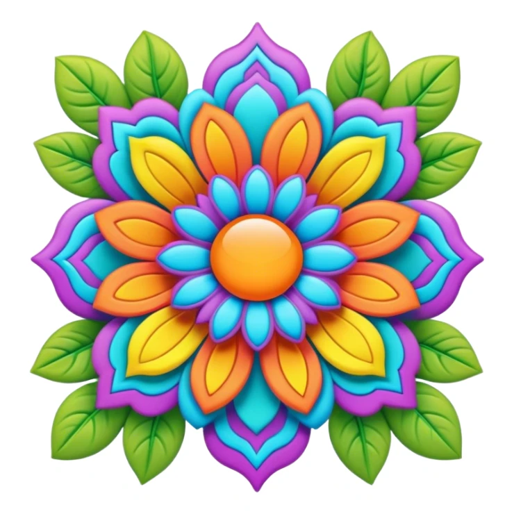 Create a 3D ultra detailed psychedelic colored hippie style flower border  sticker