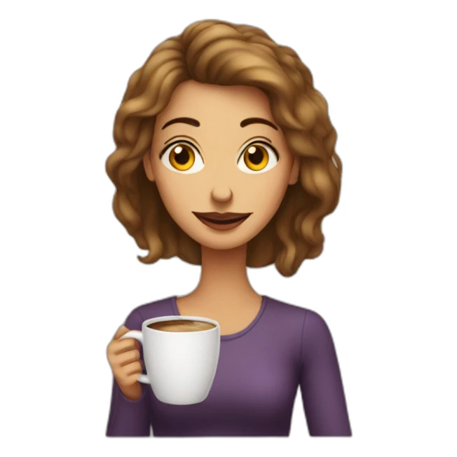 Cross eyed woman with coffee sticker