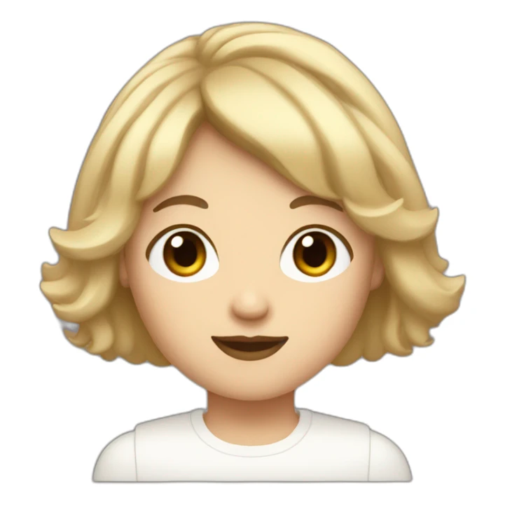 face of nonbinary white person with dark blonde bob and bangs sticker