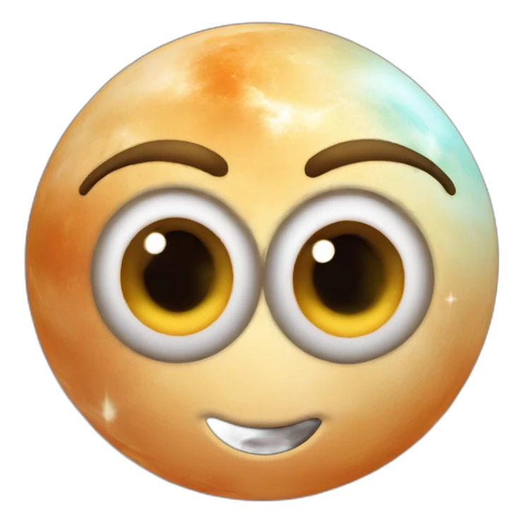 planet Venus with a cartoon smirking face with big childish eyes sticker