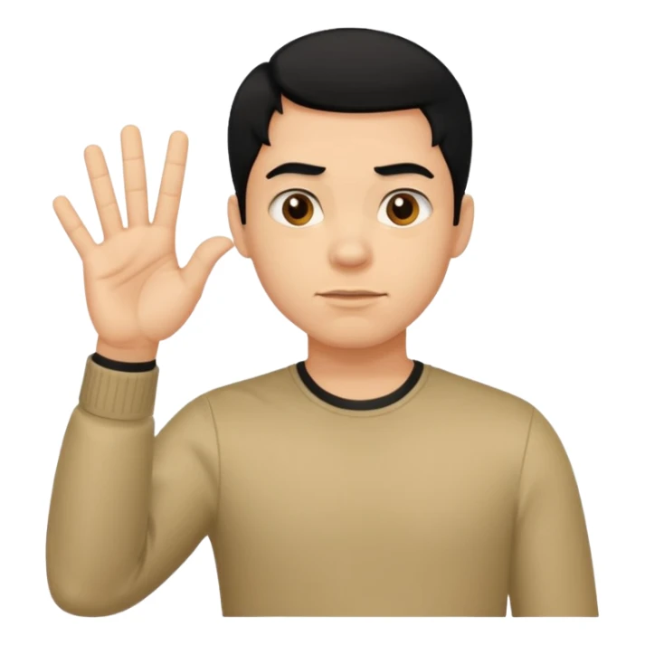 light skin black hair man haciendo señal de no sticker