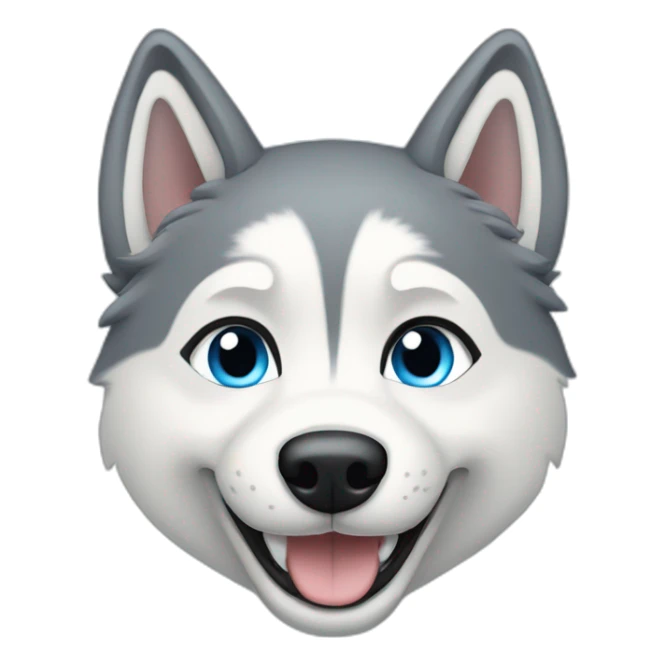 Husky dog light grey light blue eyes smile sticker