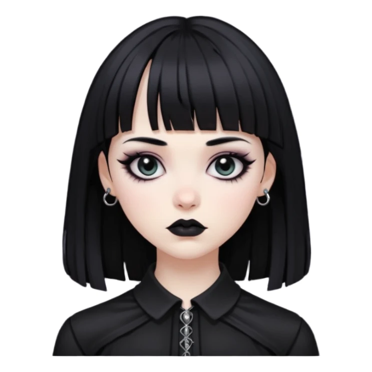 goth girl with black hair and bangs sticker