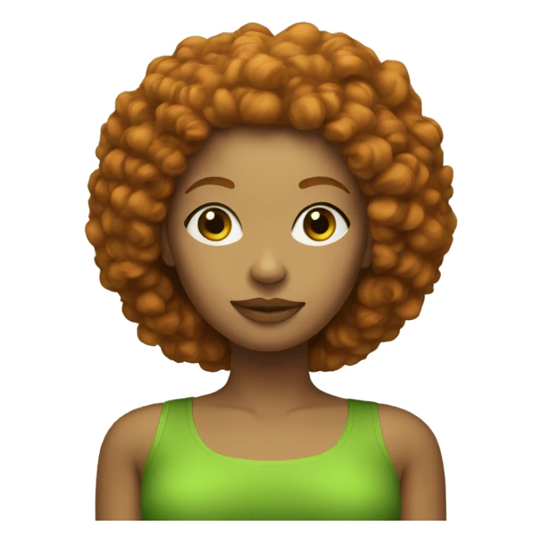 ginger afro fair skinned woman with green tube top sticker