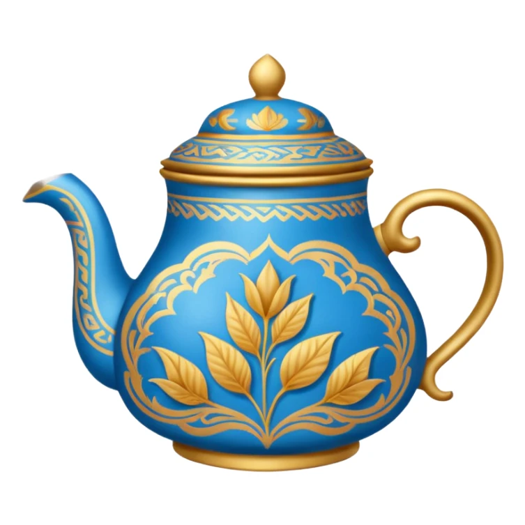 kazakh tea in a kese with blue and gold Kazakh pattern sticker