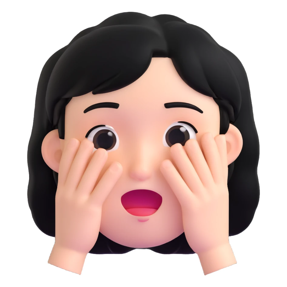 embarrassed white face with black hair sticker