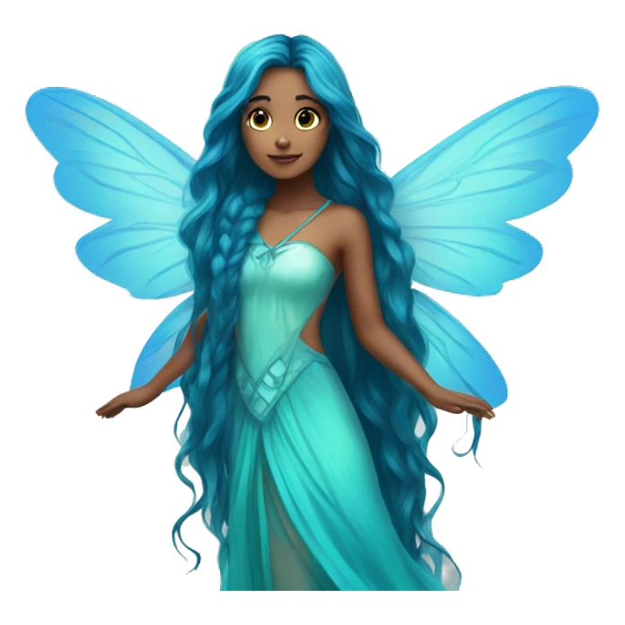 Beautiful, fairy, blue, turqoise, long hair, big wings sticker