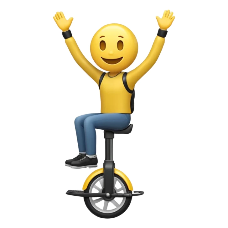 create an animated emoji for slack with a resolution of 128 pixel by 128 pixel of an emoji smiley riding an Electric Unicycle sticker