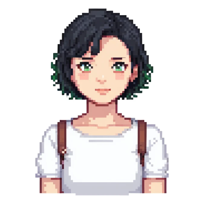 chica con pelo negro corto por los hombros sticker