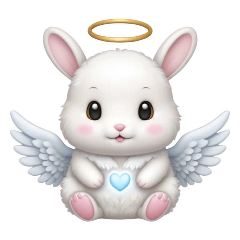 cute bunny and marshmallow both with angel wings side by side sticker