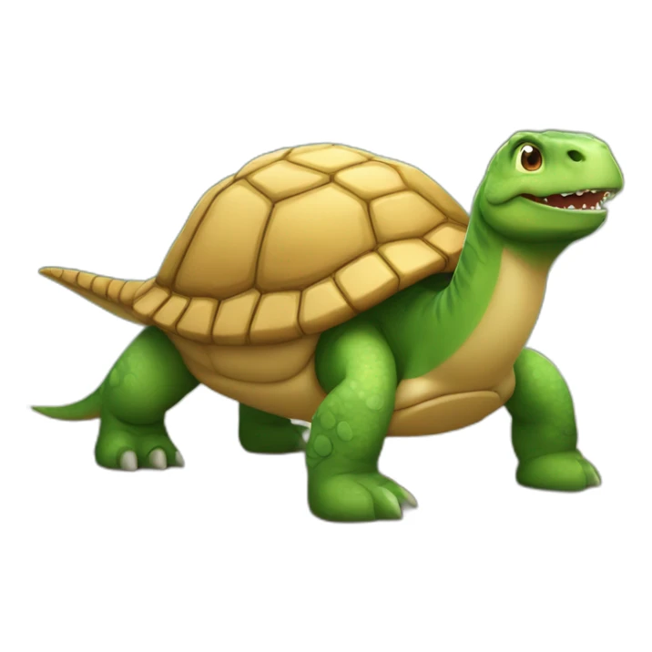 Un dinosaure sur une tortue sticker