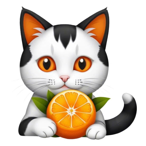Black and white cat eating orange bouquet sticker