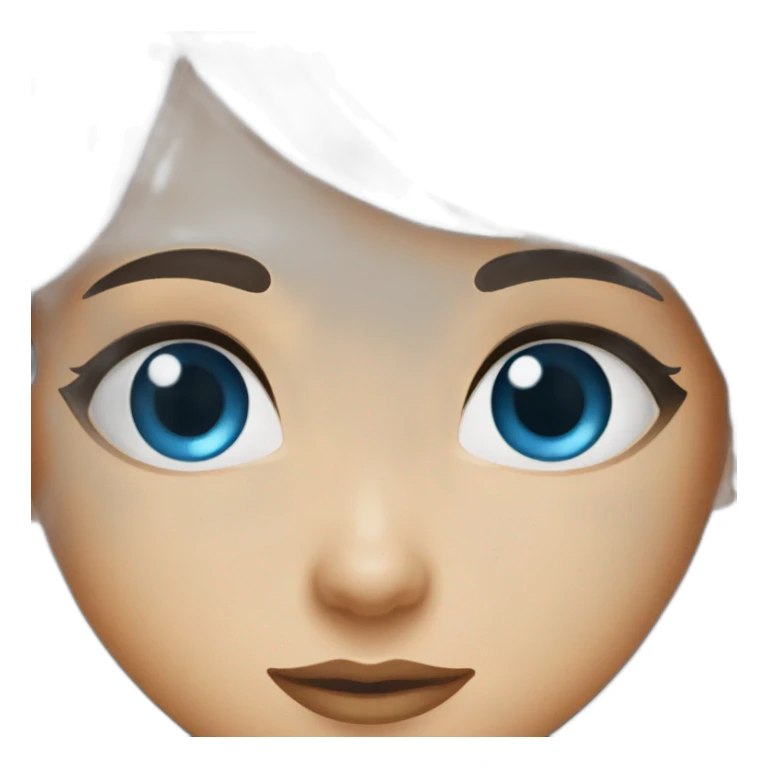 Dark brown long hair bangs girl with blue eyes sticker