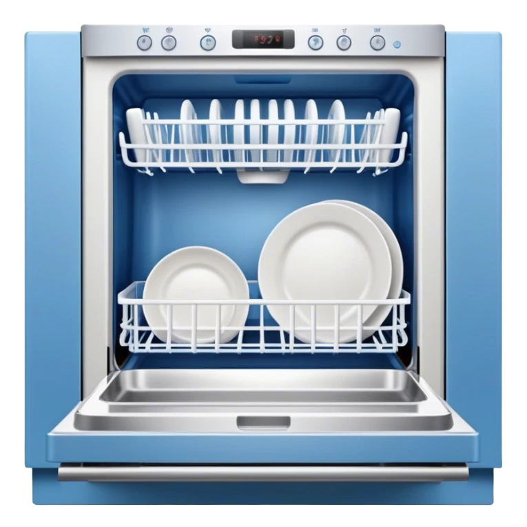 Open dishwasher in aesthetic blue color  sticker