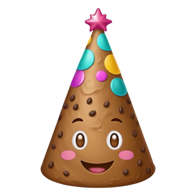 poop wearing a party hat sticker