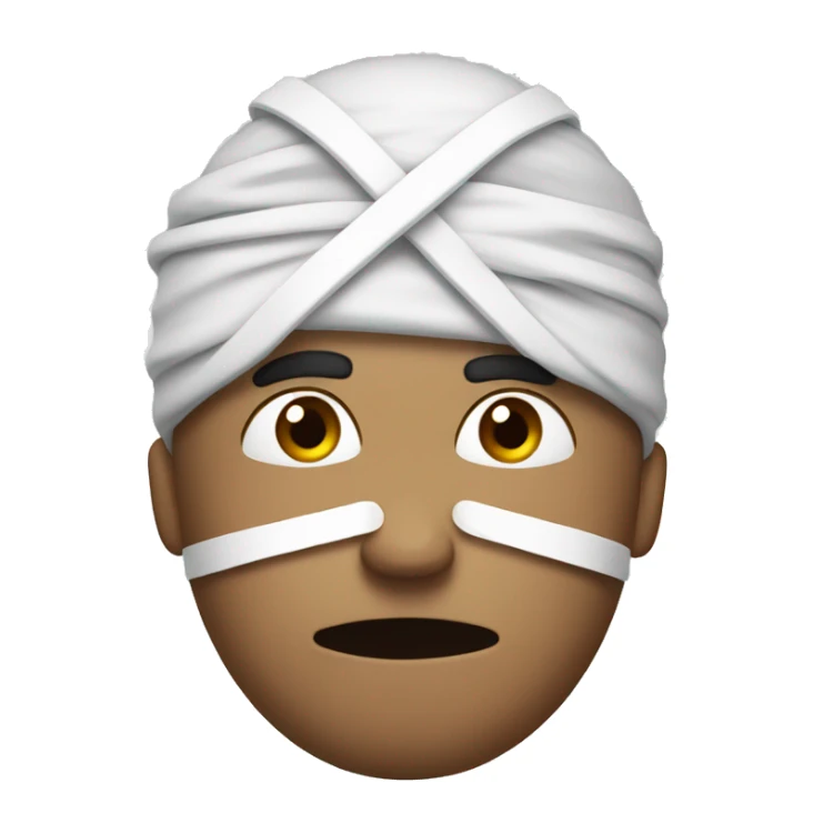 Sad Man with bandage strapped to his head because of a toothache  sticker
