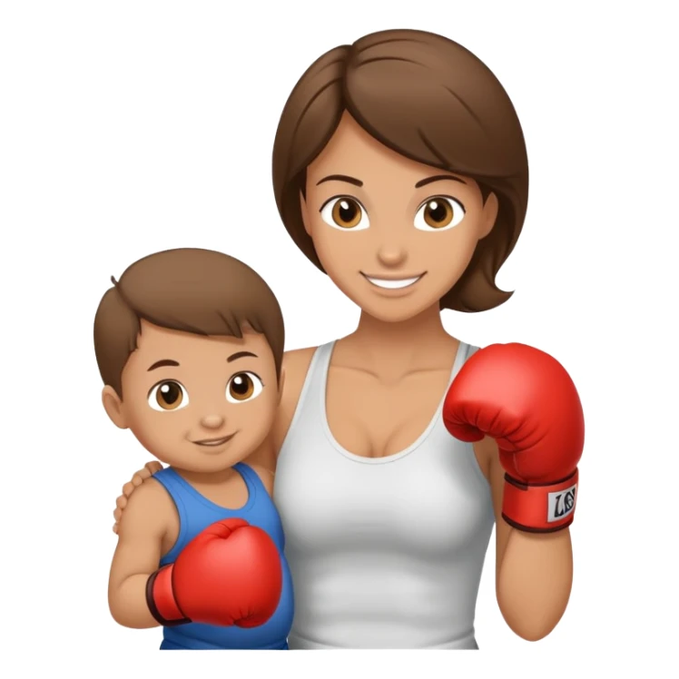 Light brunette fit mom boxing with baby boy sticker