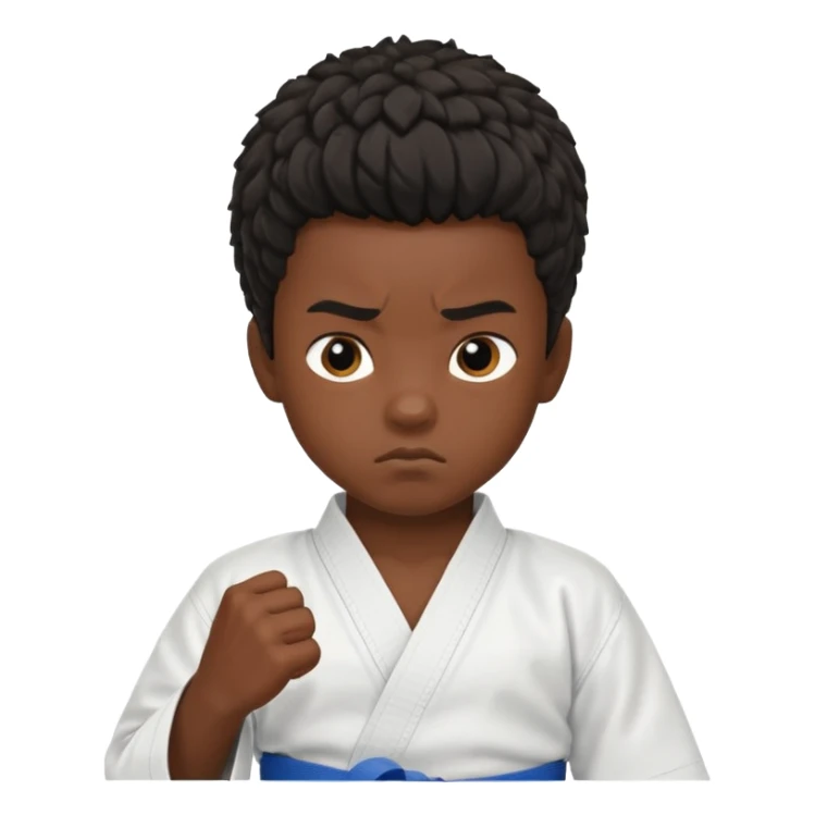 karate boy, black skin, african hair style sticker