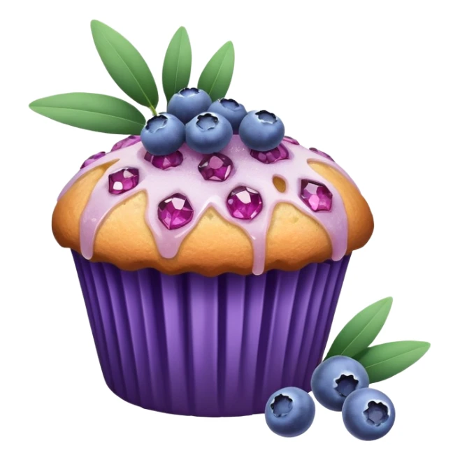 Lavender sprig flower muffin with blueberry and sugar crystals sticker