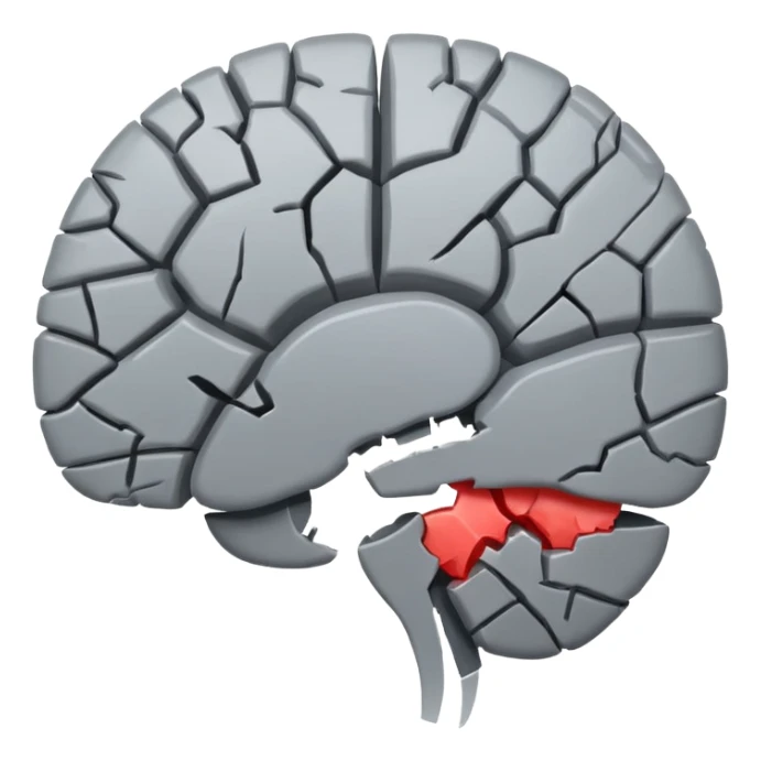 mixed up the heart broken emoji and brain emoji, create a broken brain (keeps the brain emoji color) sticker