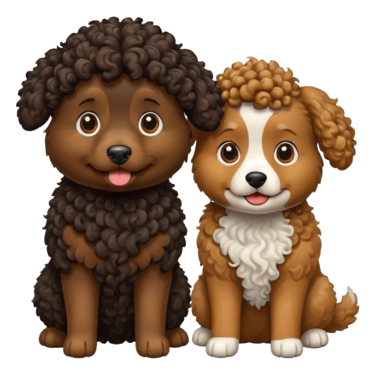 two dogs with curly hair, one black and one brown sticker