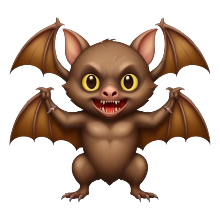 full body of vampire bat with fangs, front face  sticker