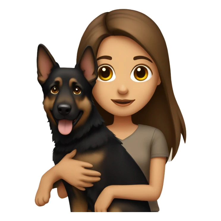 Brown hair girl holding German shepherd dog sticker