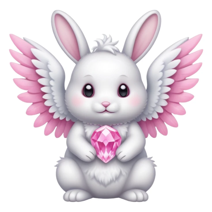 White bunny with wings and with pink cristal sticker