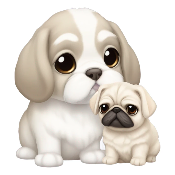 Holland lop bunny with white pug  sticker