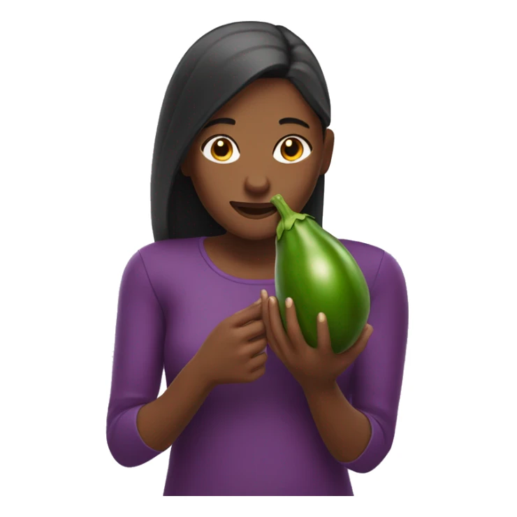 girl holding eggplant sticker