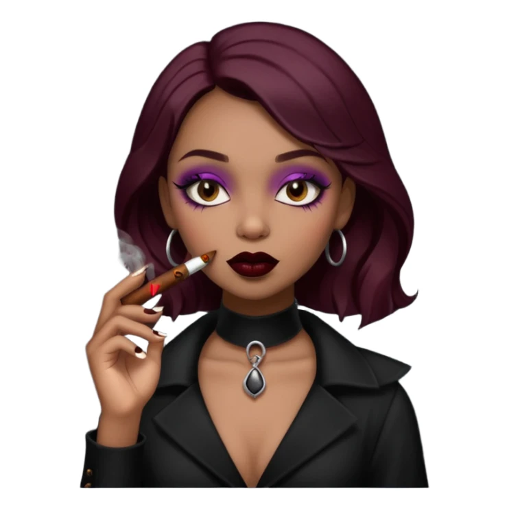 gothic brown Girl Smoking cigar  sticker