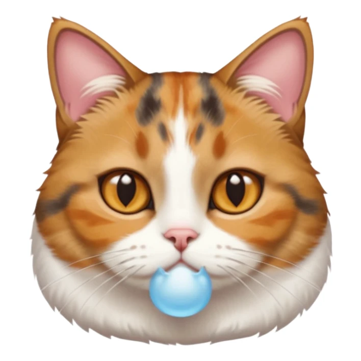 torbie and white cat with small head, hazel eyes, and short but chubby body sticker