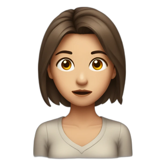 Disgusted expression, side eye, girl with medium length brown hair sticker