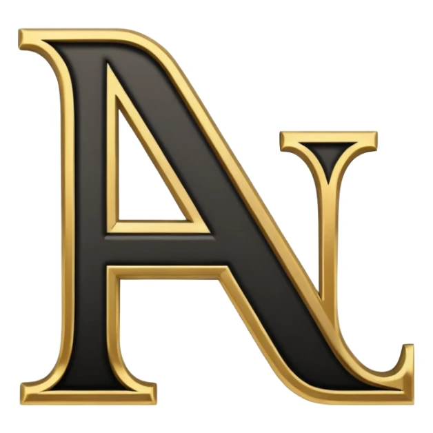 letter N in black and gold sticker