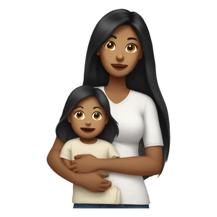 Mom with long black hair and baby boy sticker