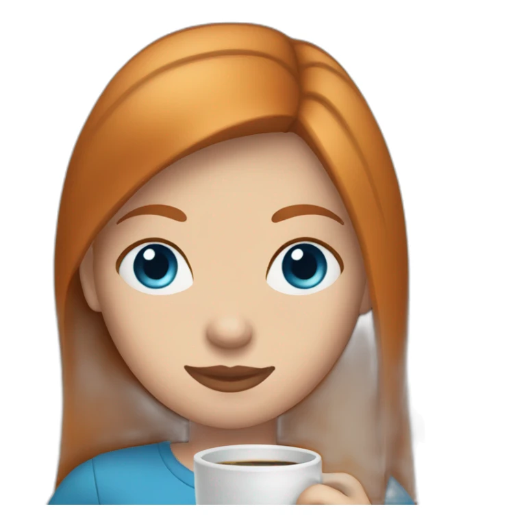 Ginger straight hair and blue eyes woman drinking a coffee  sticker