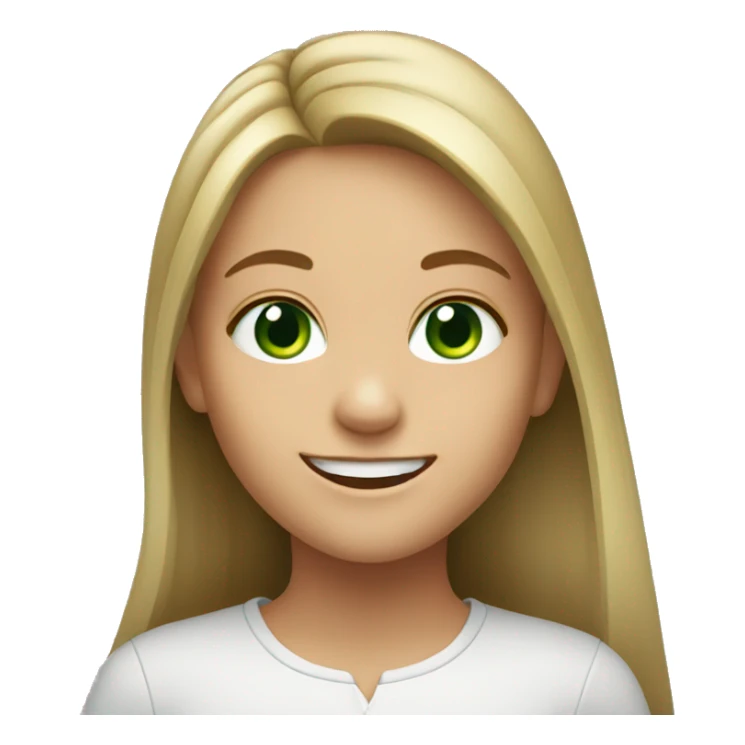smiling girl with long hair and green eyes sticker