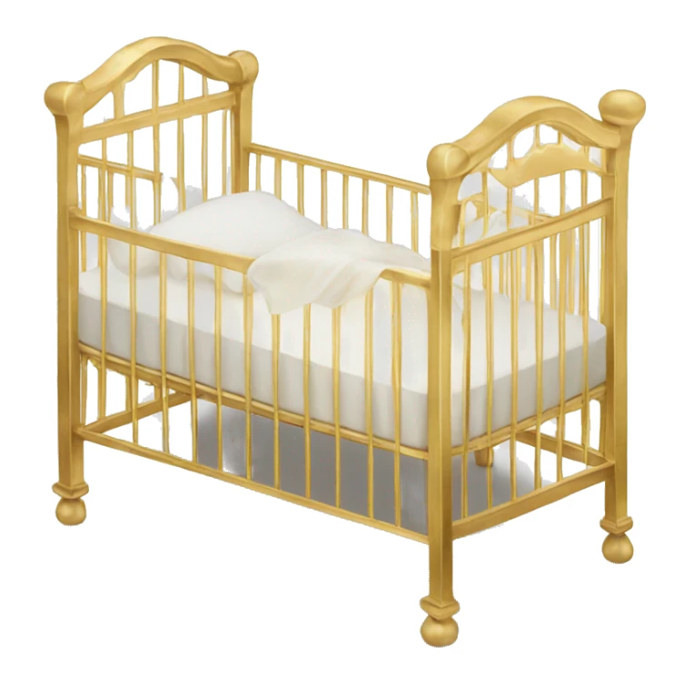 Gold baby crib with white mattress sticker