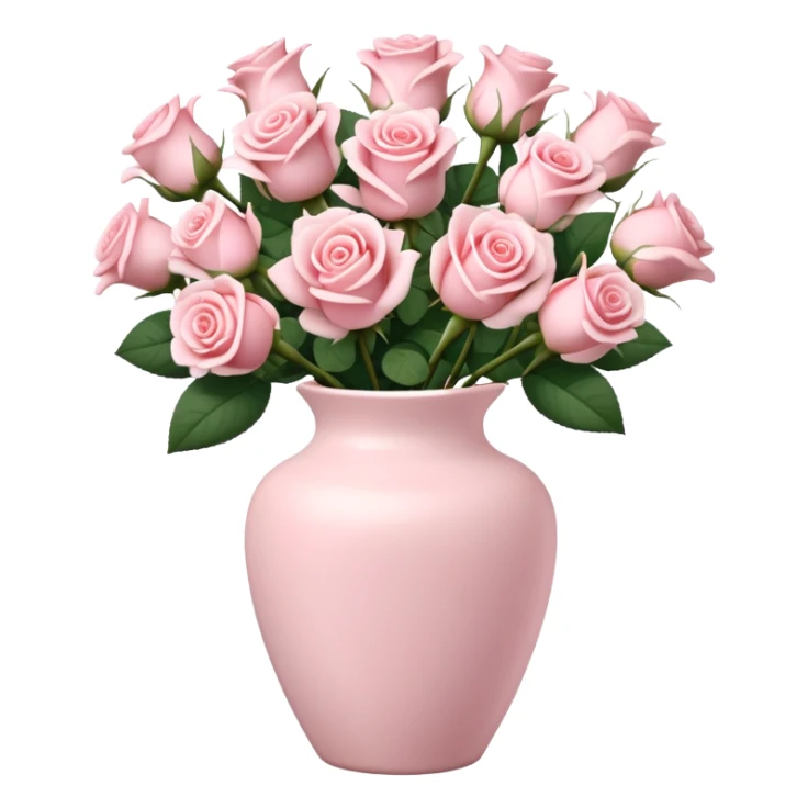 Light pink ceramic vase with a dozen soft roses sticker
