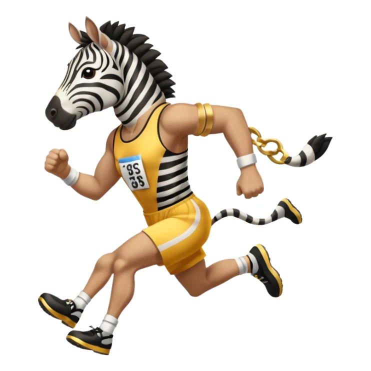 a zebra picking running a marathon with gold medal sticker