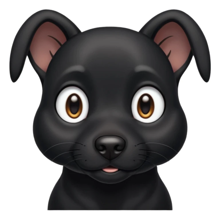 Shadow is a black dog with big upright ears and bright, expressive eyes. He has a sleek, dark coat and a calm but alert look. His face is gentle and intelligent, with a slightly curious expression. Shadow looks loyal, attentive, and a little playful, giving off both a protective and affectionate  sticker