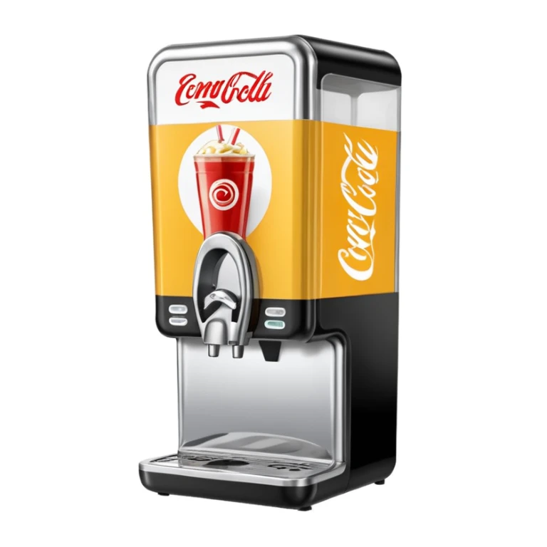 Digital soda dispenser in a fast food restaurant background  sticker