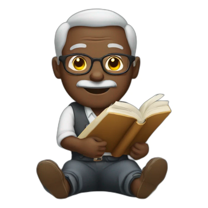 an old black grandpa holding a book between his legs sticker