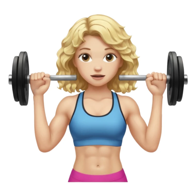 pale gym girl with blonde wavy hair lifting weights sticker