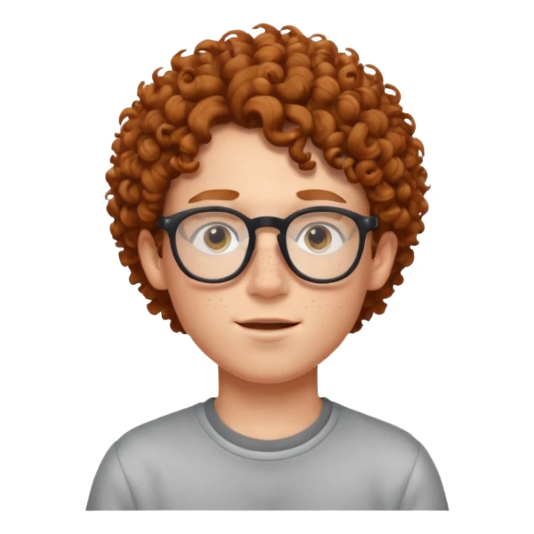 freckled boy with curly hair with glasses sticker